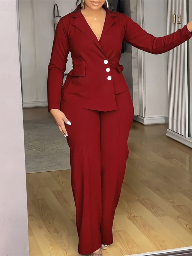 Women's Pants Sets Bolero Top Long Sleeve Notch lapel