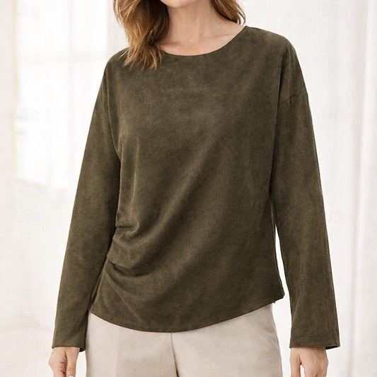 Women's T Shirt Suede Shirt Pleats Asymmetrical Solid Color