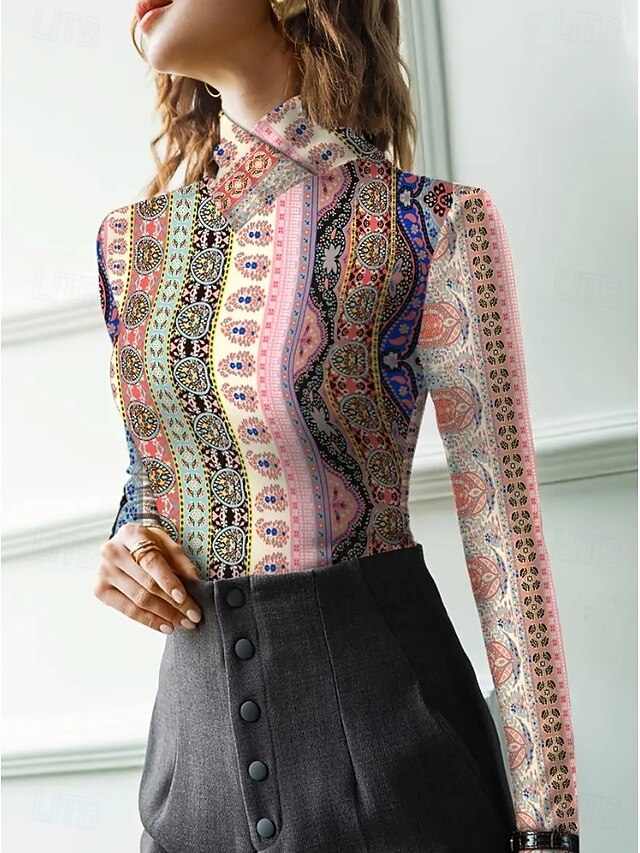 Women's Tunic T Shirt Elegant Bohemia Vintage Long Sleeve