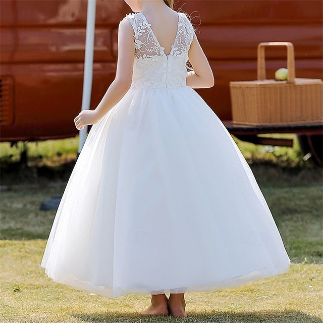 Kids Flower Dress Party Girl Color Solid Girls'