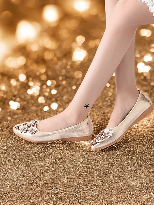 Foldable Women's Comfortable Embellished Flats Floral –