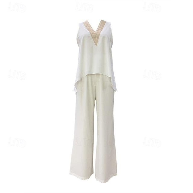 Women's Vest Camis Bolero Top Wide Leg Pants Pants Trousers