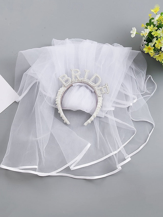 Pearl-Embellished with – Headband Veil 'BRIDE'