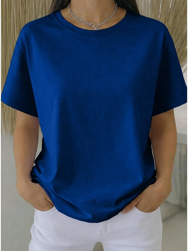 Women's Plus Size T Shirt Tee 100% Cotton Solid Color