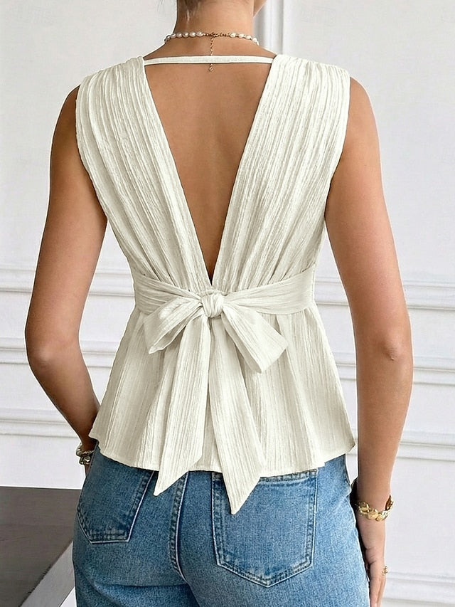 Women's Tank Top Ruched Plain Elegant Fashion Stylish