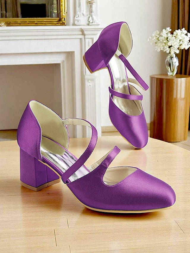 Jane 1950s Mary Elegant Green – Satin Block Heels Women's