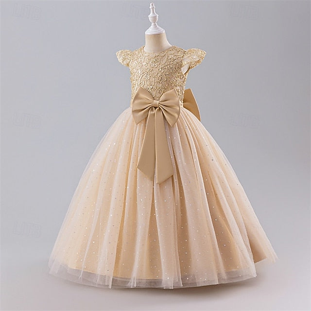 Dress Kids Party Color Block Girl Girls' Flower