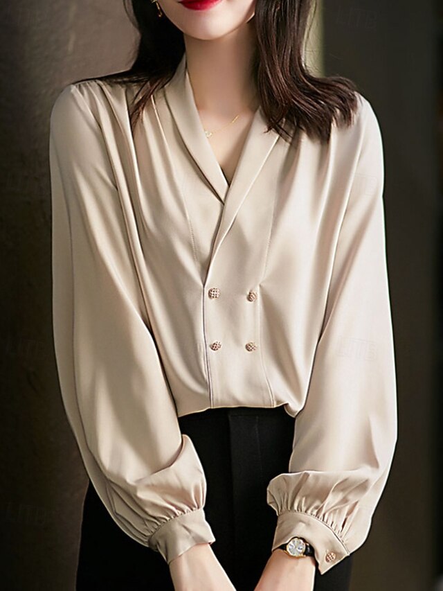 Women's Shirt Elegant Dressy Satin Top Ruched Plain Active