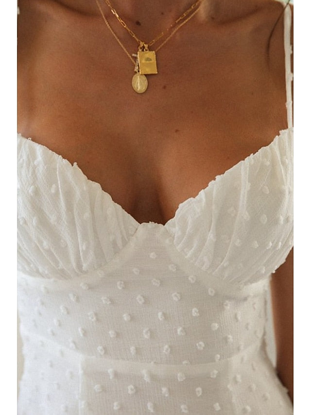 Women's Mini Dress White Dress Graduation Dress Slip Dress
