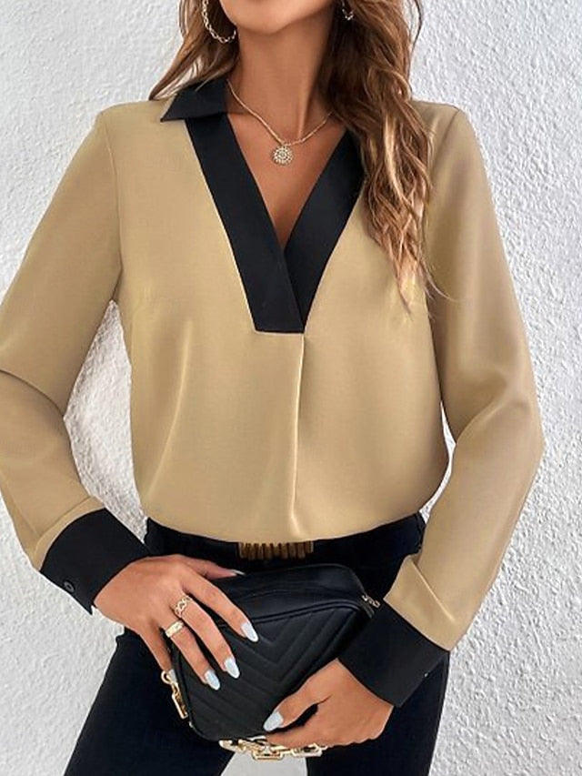 Women's Shirt Modern Long Sleeve Regular Tops Shirt Collar
