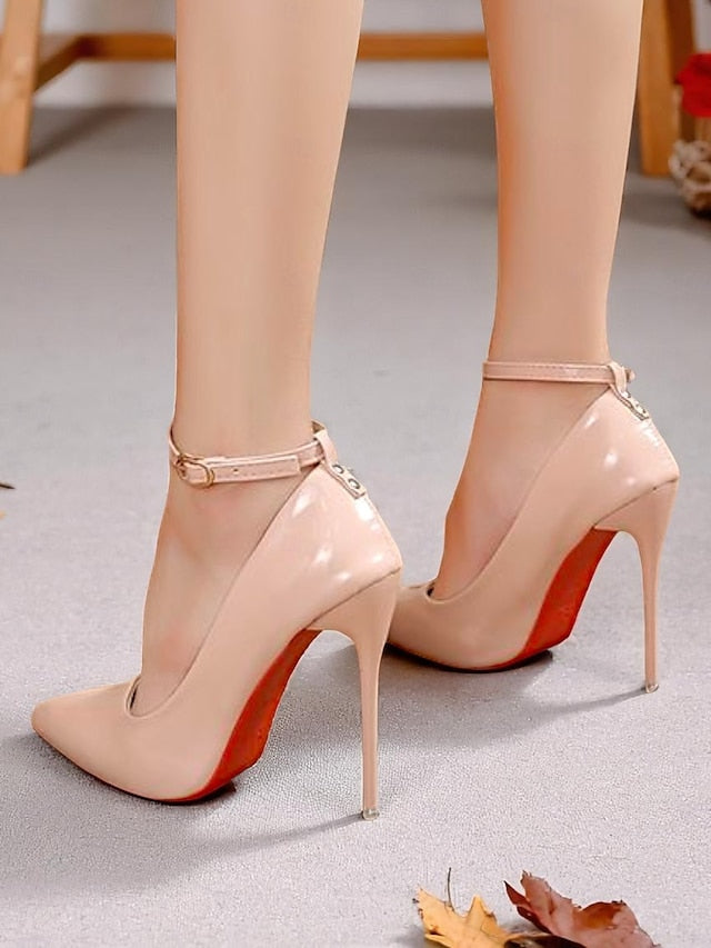 with Stiletto Ankle Heels Women's Black Leather Patent