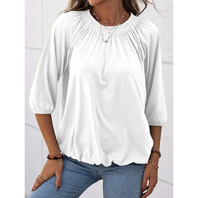 Women's T Shirt Plain Fashion Modern Casual 3/4 Length