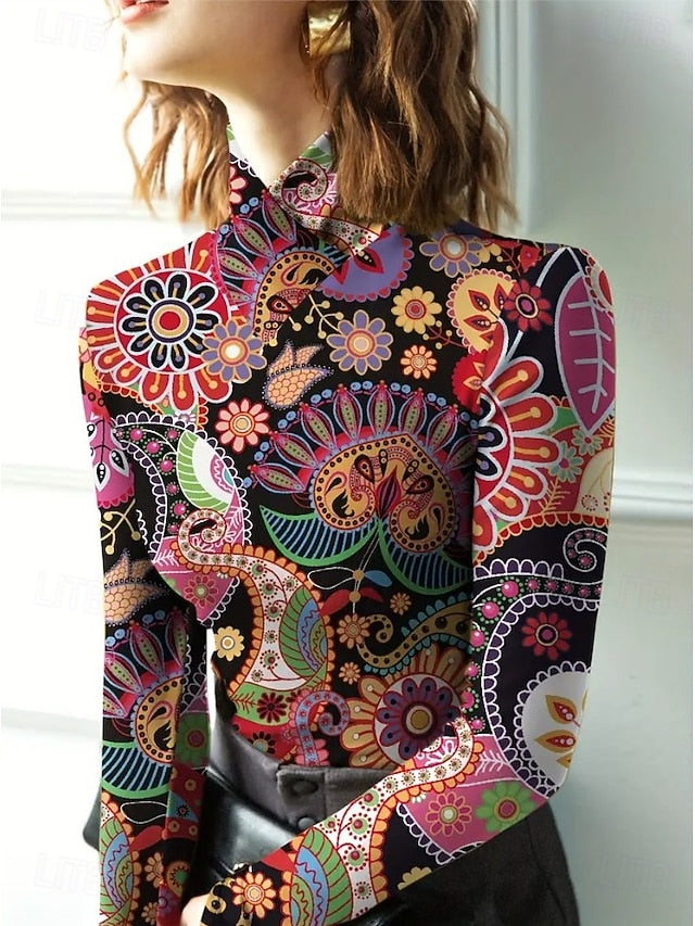 Women's Tunic Floral Elegant Bohemia Vintage Long Sleeve