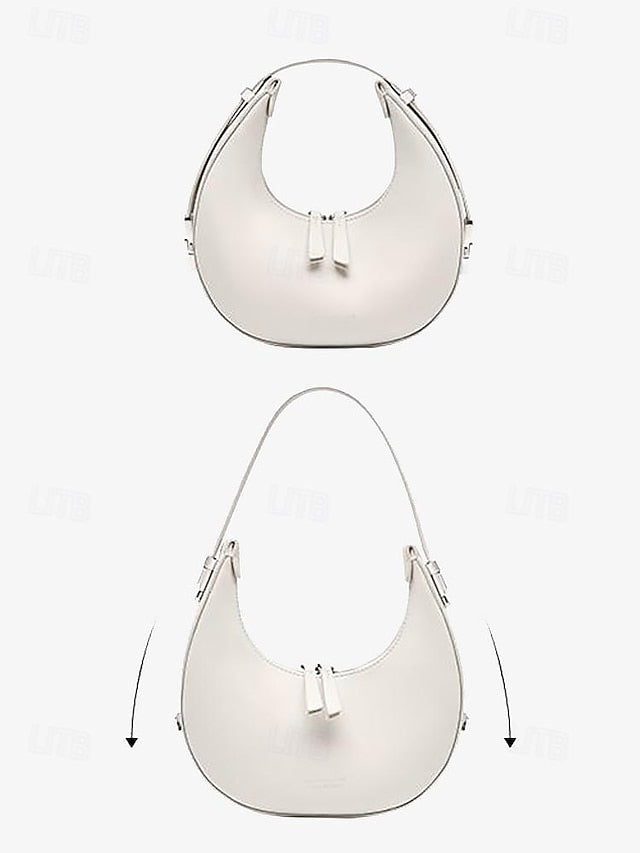 - Hobo Elegant Hardware Bag Ivory Sleek with Silver Crescent