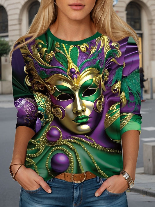 Carnival Women's T shirt Crew Neck Long Sleeve Tunic