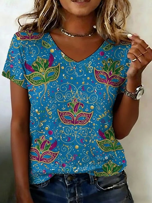 Carnival Women's T Shirt Print Graphic Vintage Casual Short