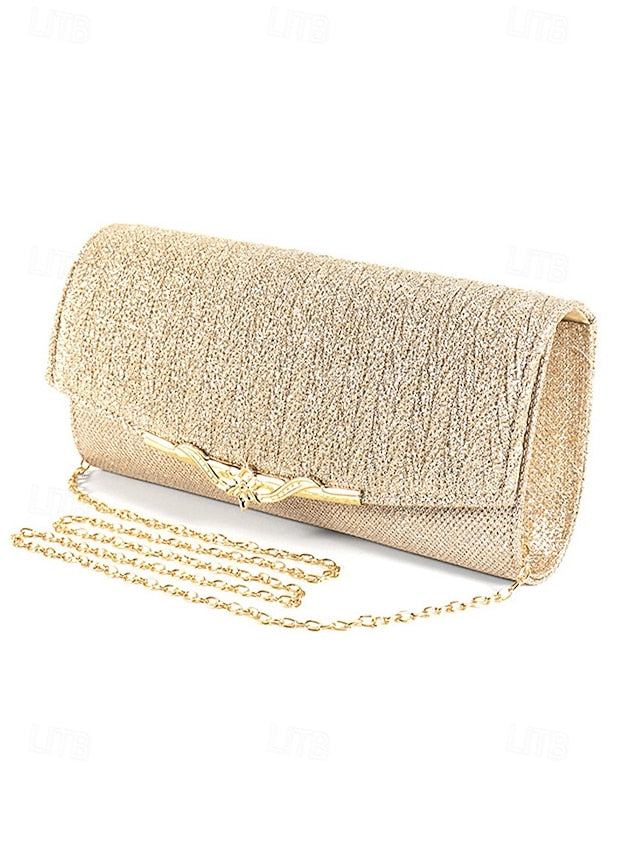 - Evening Clutch Elegant Party Gold Handbag Glitter Women's