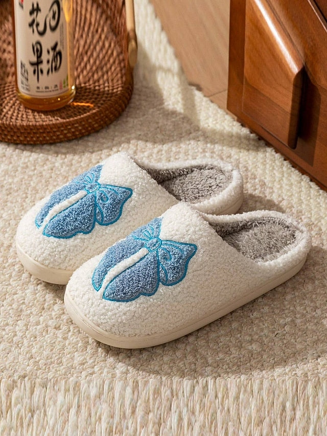 with Women's Bowknot Soft Slippers Red White - and Design