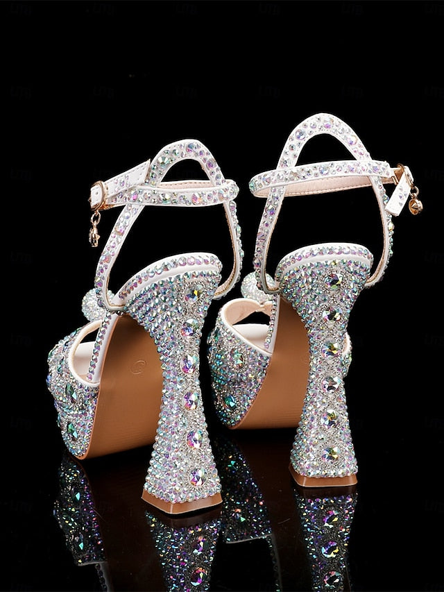 Glamorous Women's with Sandals Platform Crystal-Embellished