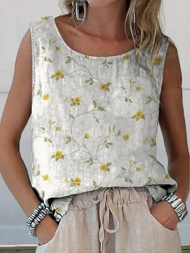 Women's Tank Top Print Floral Stylish Modern Sleeveless