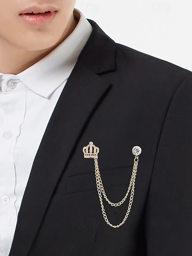 Men's Velvet with Tie – and Chain Detail Crown Bow