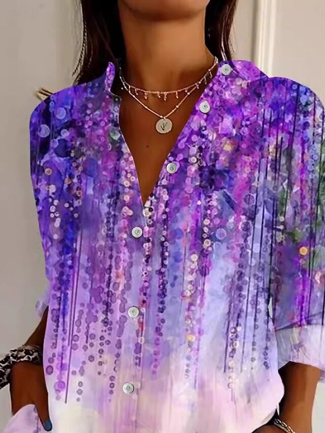 Women's Shirt Buttons Print Floral Active Daily Stylish