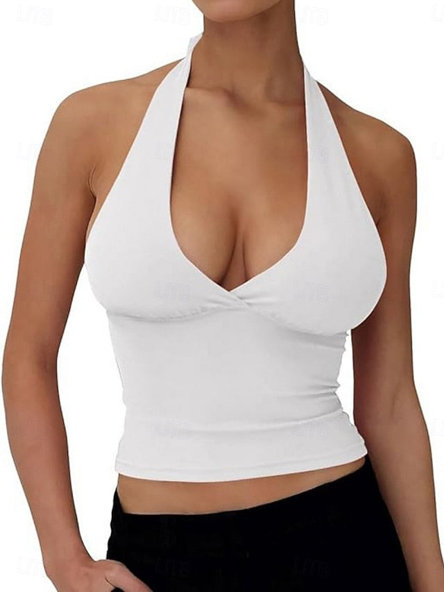 Women's Tank Top Halter Sleeveless Shirt Tee Top Backless