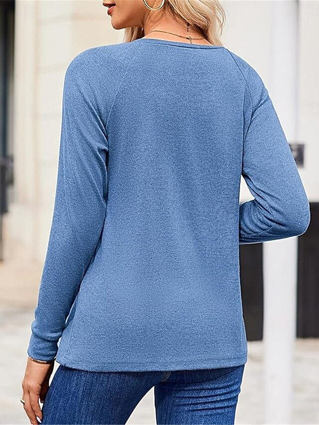 Women's T Shirt Plain Fashion Modern Casual Long Sleeve