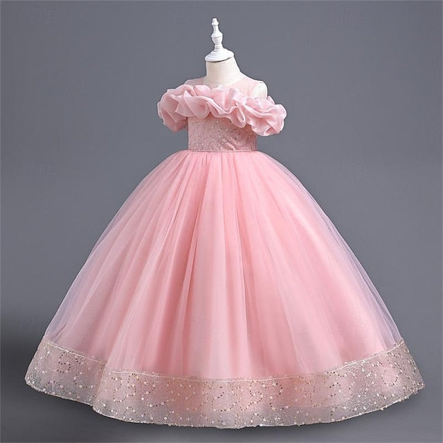 Solid Girl Color 3D Dress Party Flower Girls'