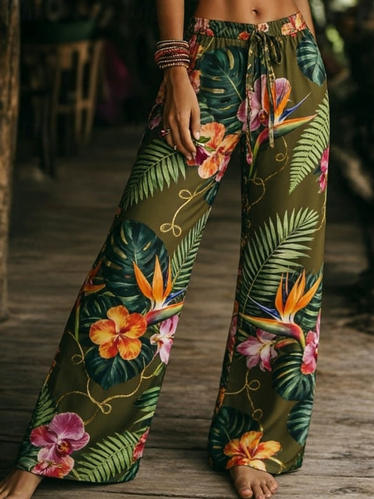 Women's Wide Leg Chinos Pants Trousers Fashion Basic Boho