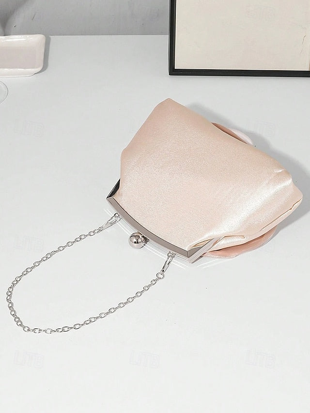 – Flower Satin Purse Elegant Women's Clutch Rose Evening