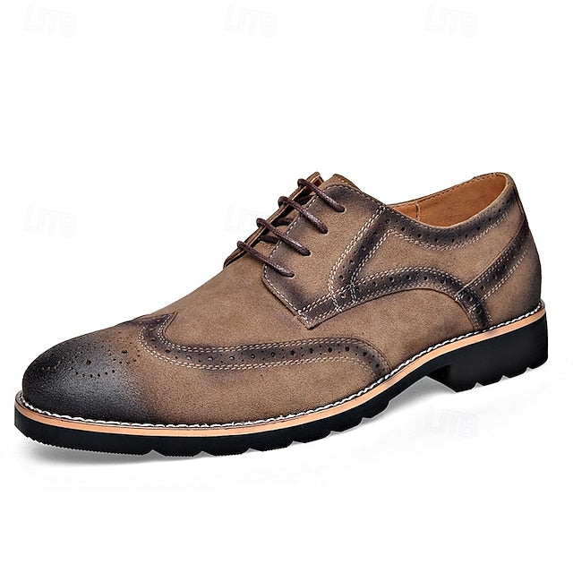 Lace-Up Vintage – Brown Shoes Brogue Derby Men's