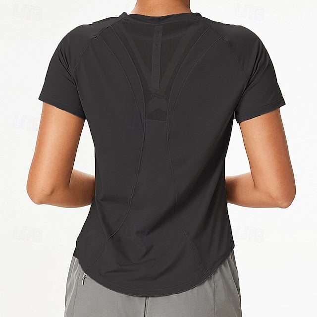 Women's Gym Shirt Running Shirt Mesh Short Sleeve Top