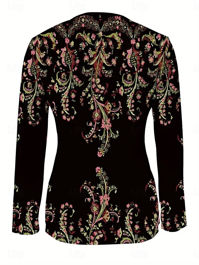 Women's T Shirt Zipper Print Graphic Plants Fashion Casual