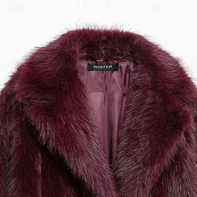 Furs Coat Faux Pocket Comfortable Fur Warm Women's