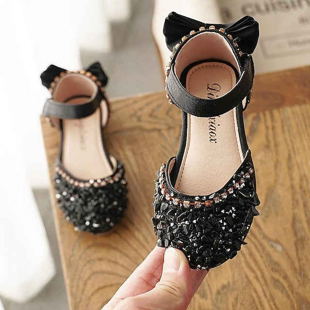 Flower Girls' Satin Sparkly Bow and with Crystal Shoes Girl