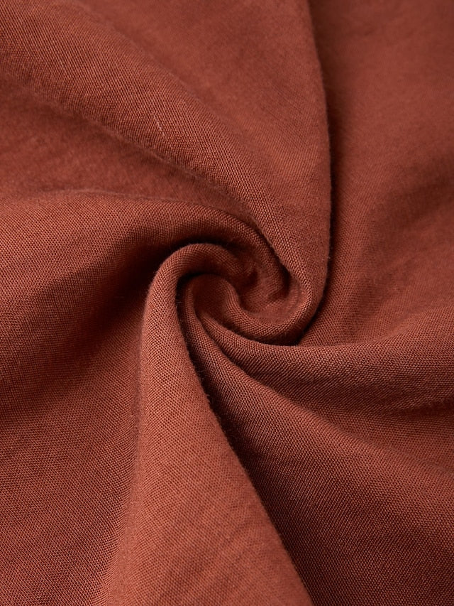Lyocell-blend Broadcloth Solid Color Loose Long Pants