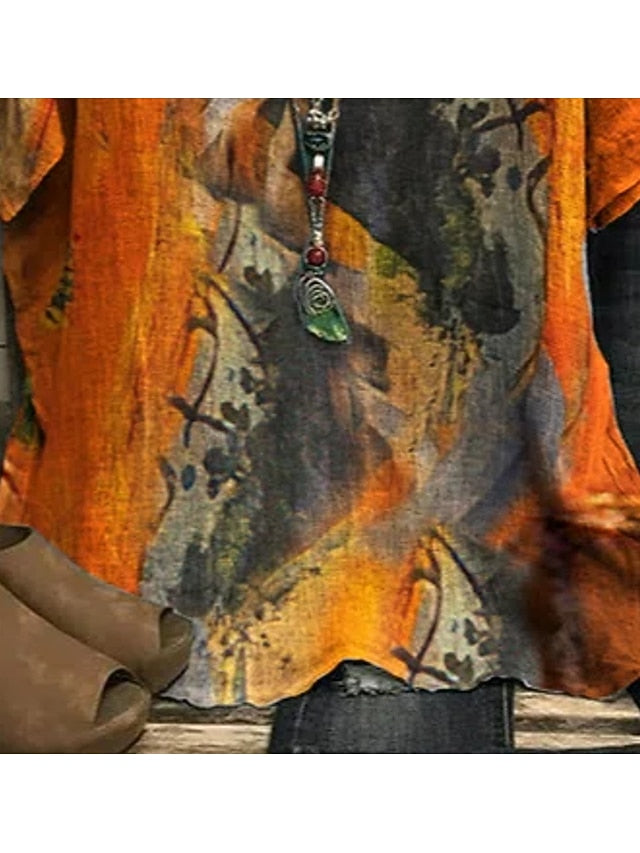 Women's Plus Size Blouse Chiffon Vintage Casual Print