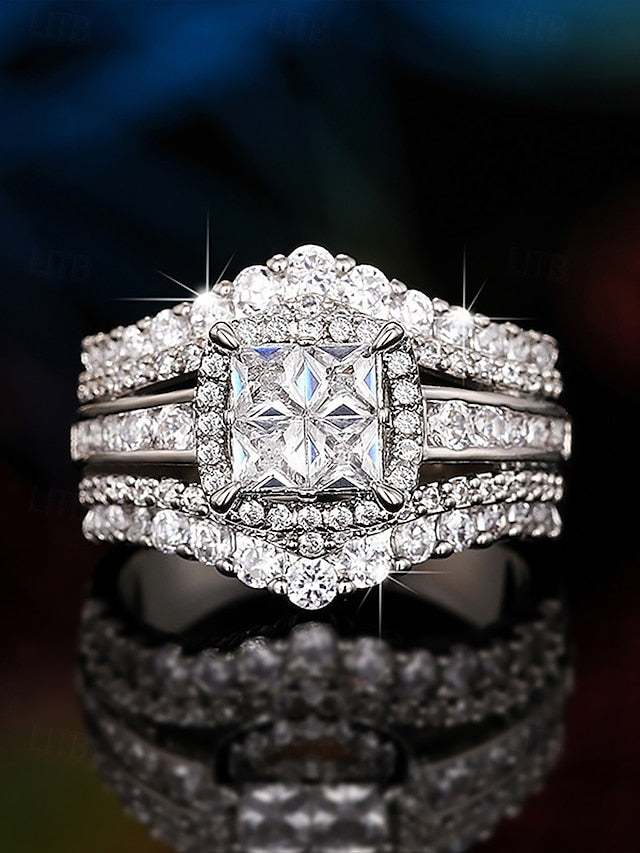 with Luxury Cubic Ring Set Zirconia Wedding