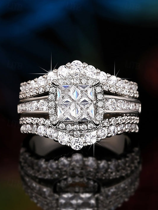 with Luxury Cubic Ring Set Zirconia Wedding