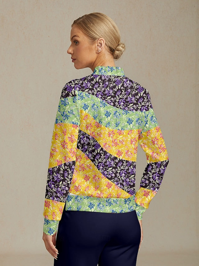 Women's Golf Pullover Sweatshirt Yellow Long Sleeve Top
