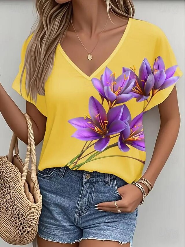 Women's T Shirt Print Ombre Graphic Plants Fashion Hawaiian