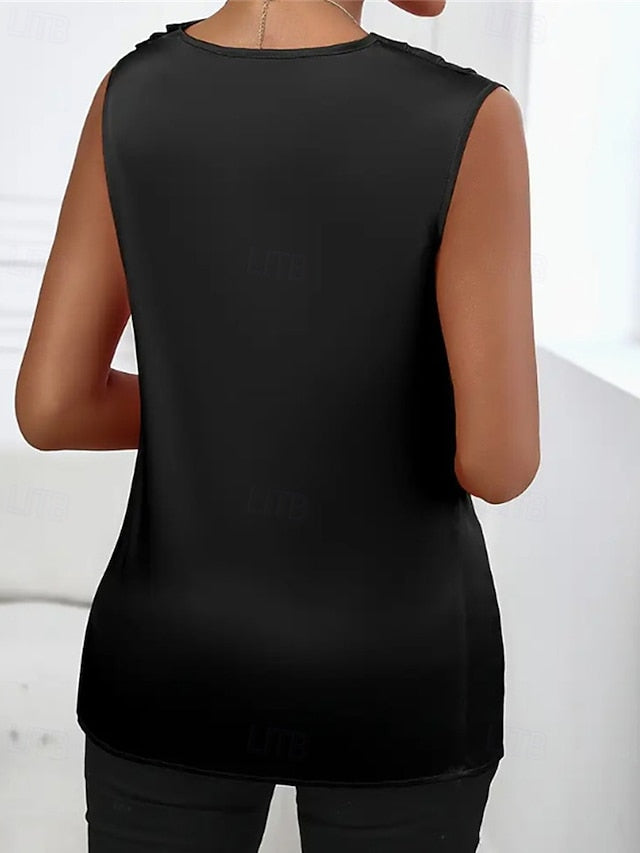 Women's Elegant Satin Top Tank Top Silky Tops Plain Fashion