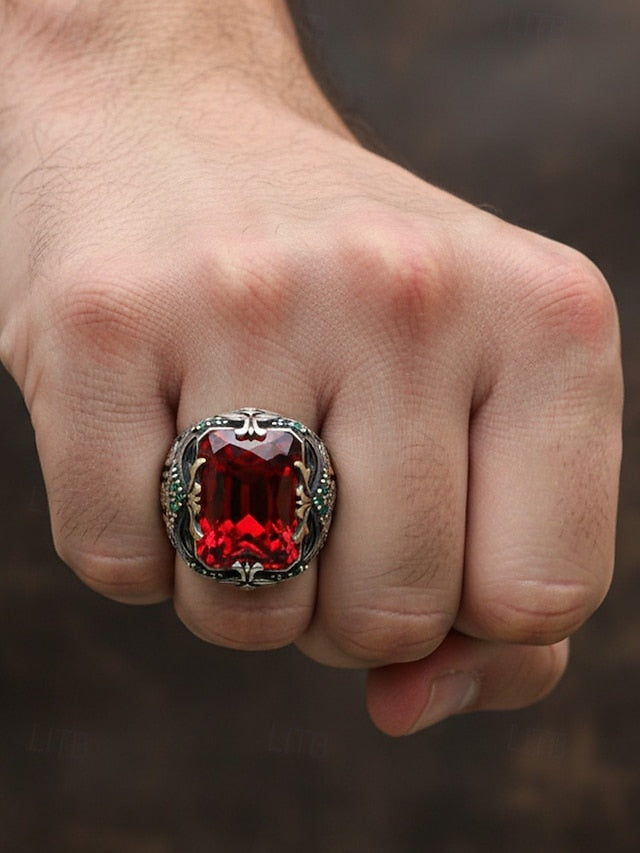 Men's Gemstone Ring Alloy