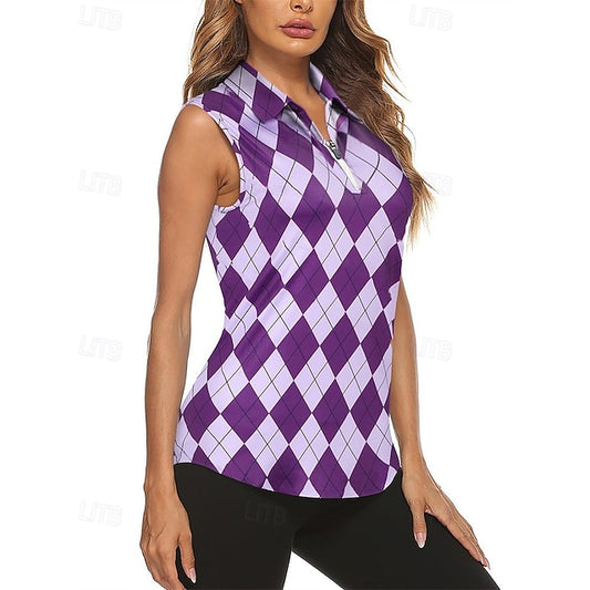 Women's Graphic Plaid / Check Sport Shirt Golf Polo Shirt