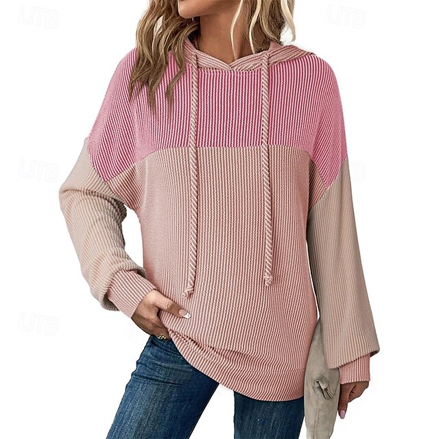 Women's Pullover Sweatshirt Casual Hoodies Drawstring Long