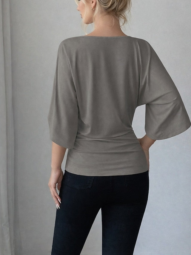 Women's Plus Size Tee Top Asymmetrical Solid Color Elegant