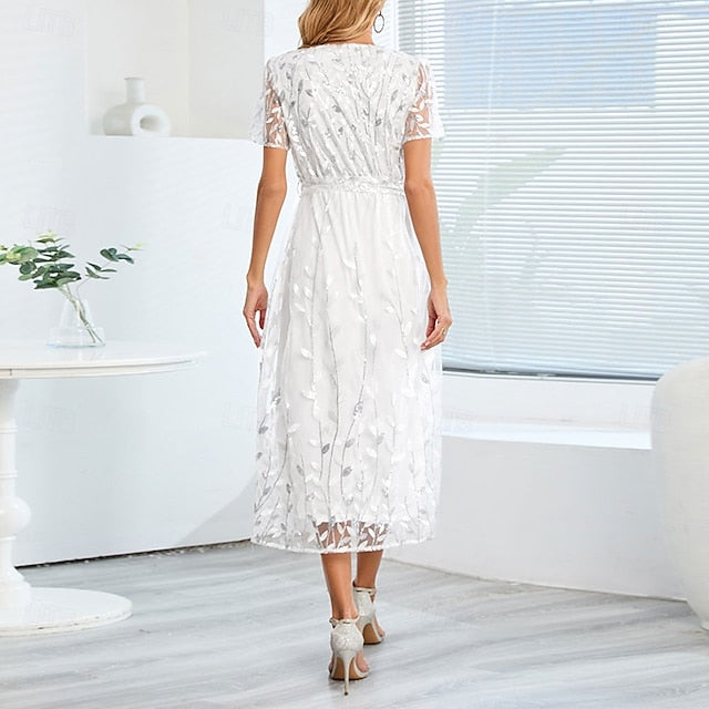 of Mother Sequin Neck the Bride A-Line V Dress Elegant