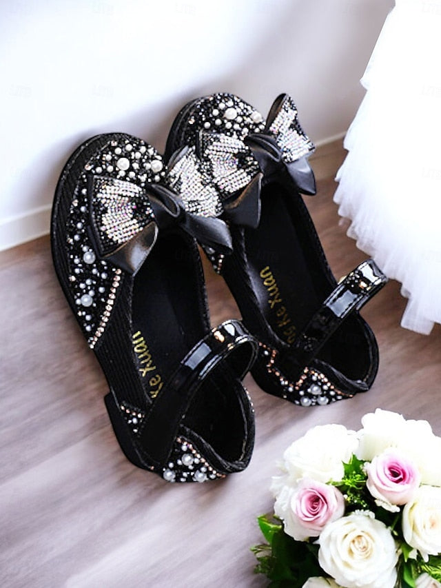 – Sparkly Rhinestone Mary Girls' Shoes Glitter Jane Bow