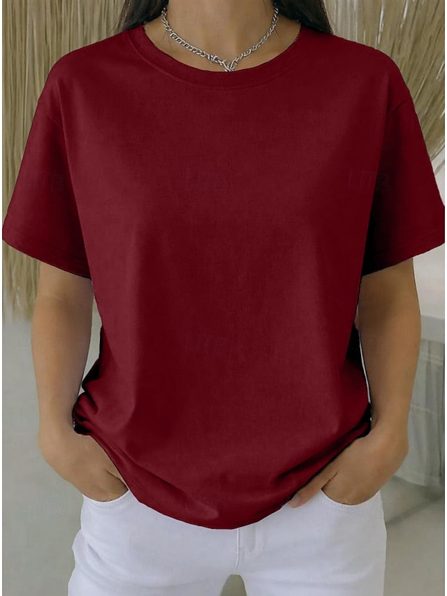 Women's Plus Size T Shirt Tee 100% Cotton Solid Color